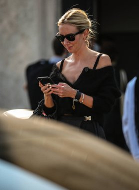MILAN, Italy- September 24 2021: Lisa Aiken on the street in Milan.