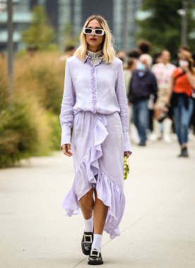 MILAN, Italy- September 25 2021: Candela Pelizza on the street in Milan.