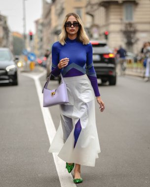 MILAN, Italy- September 25 2021: Candela Pelizza on the street in Milan.