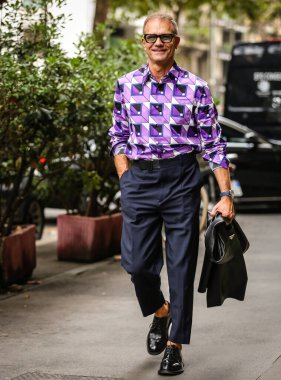 MILAN, Italy- September 25 2021: Tiberio Pellegrinelli on the street in Milan.