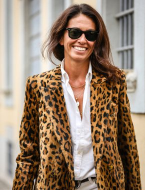 MILAN, Italy- September 25 2021: Viviana Volpicella on the street in Milan.