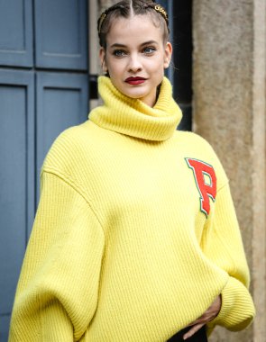 MILAN, Italy- September 25 2021: Barbara Palvin on the street in Milan.