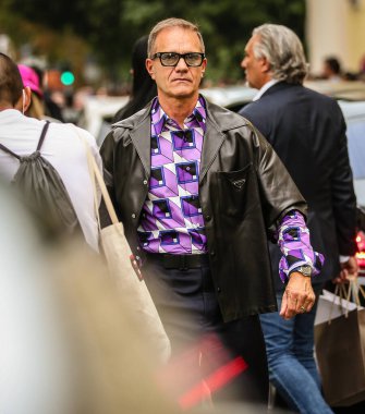 MILAN, Italy- September 25 2021: Tiberio Pellegrinelli on the street in Milan.