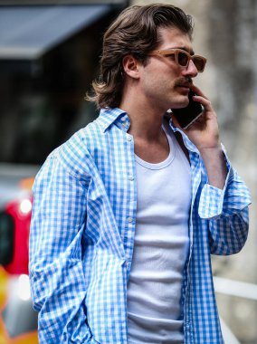MILAN, Italy- June 19 2021: Matteo Simonetti on the street in Milan.