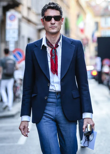 MILAN, Italy- June 21 2021: Alvaro de Juan on the street in Milan.