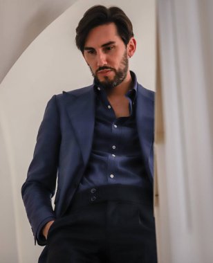 MILAN, Italy- November 16 2021: The designer Andrea Bonini in his Milan showroom in Via Montenapoleone.