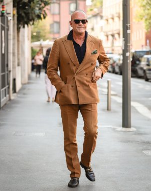 MILAN, Italy- September 9 2021: Cesare Cunaccia on the street in Milan.