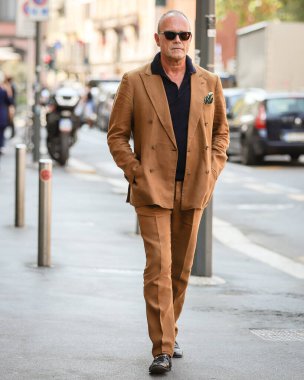 MILAN, Italy- September 9 2021: Cesare Cunaccia on the street in Milan.