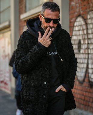 MILAN, Italy- January 15 2022: Giampietro Baudo on the street in Milan.