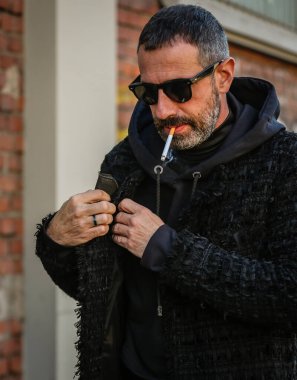 MILAN, Italy- January 15 2022: Giampietro Baudo on the street in Milan.