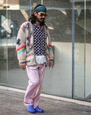 MILAN, Italy- January 16 2022: Giotto Calendoli on the street in Milan.