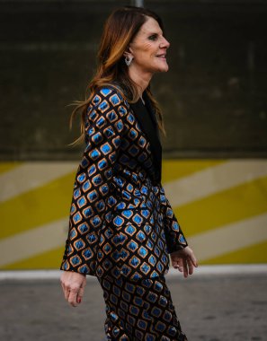 MILAN, Italy- January 16 2022: Anna Dello Russo on the street in Milan.
