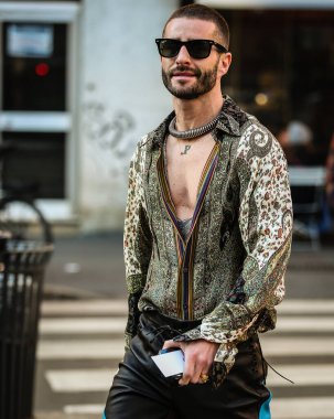 MILAN, Italy- January 16 2022: Pelayo Diaz  on the street in Milan.