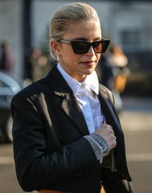 MILAN, Italy- January 16 2022: Caroline Daur on the street in Milan.