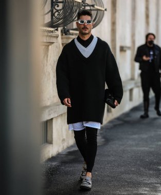 MILAN, Italy- January 16 2022: Kadu Dantas on the street in Milan.