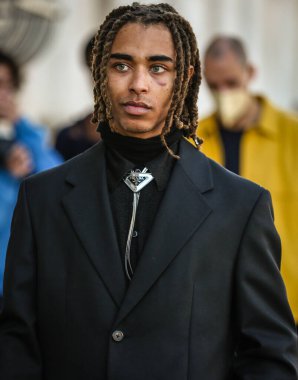 MILAN, Italy- January 16 2022: Koffi Wandjl on the street in Milan.