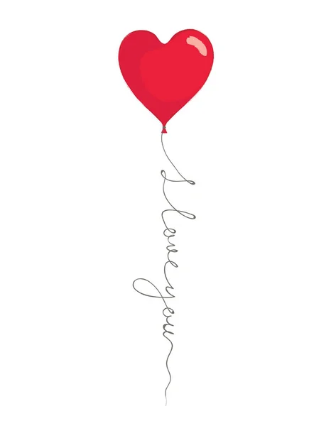 Ζωγραφισμένο Στο Χέρι Κόκκινο Μπαλόνι Καρδιά Διανυσματική Απεικόνιση — Διανυσματικό Αρχείο