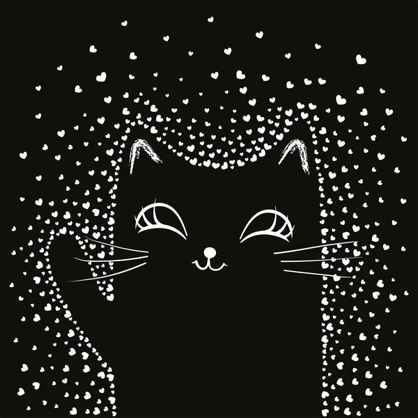 Chat Noir Agitant Main — Image vectorielle