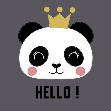 Taçlı ve harfli şirin panda.
