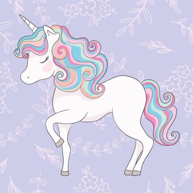 şirin tek boynuzlu at, vektör illüstrasyonu