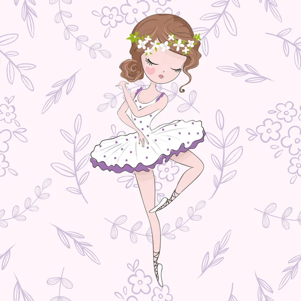 Linda Bailarina Una Falda Tutú Vector Ilustración — Vector de stock