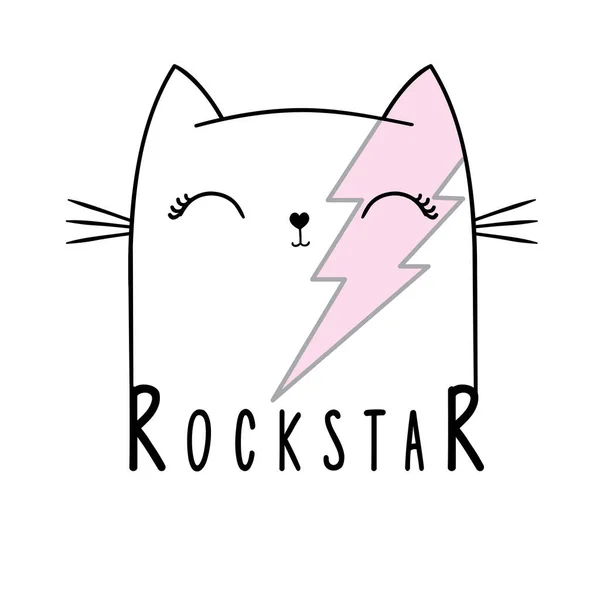 Estrella Rock Gato Con Una Sonrisa Sobre Fondo Blanco — Archivo Imágenes Vectoriales