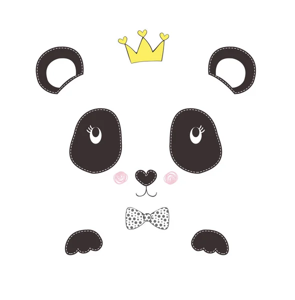 Bonito Princesa Panda Fundo Branco Ilustração Vetorial — Vetor de Stock