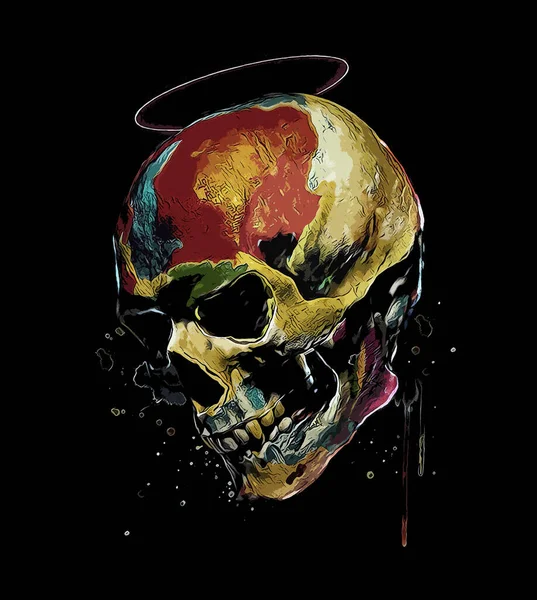 Bright Watercolor Skull Illustration — Stock Photo, Image