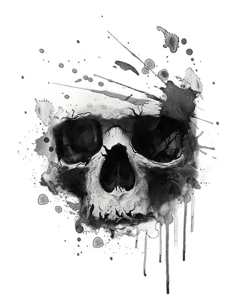 Grunge Aquarell Totenkopf Illustration — Stockfoto