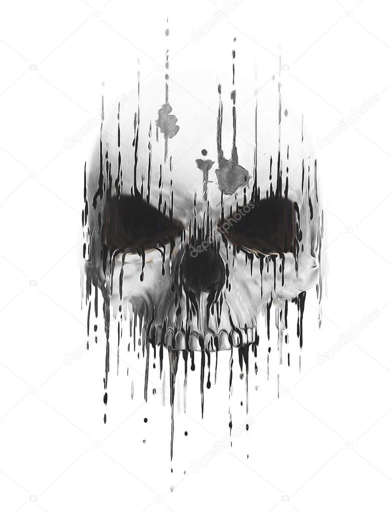grunge watercolor skull illustration