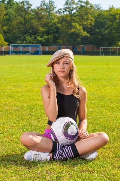 Girl holding ball — Stock Photo, Image