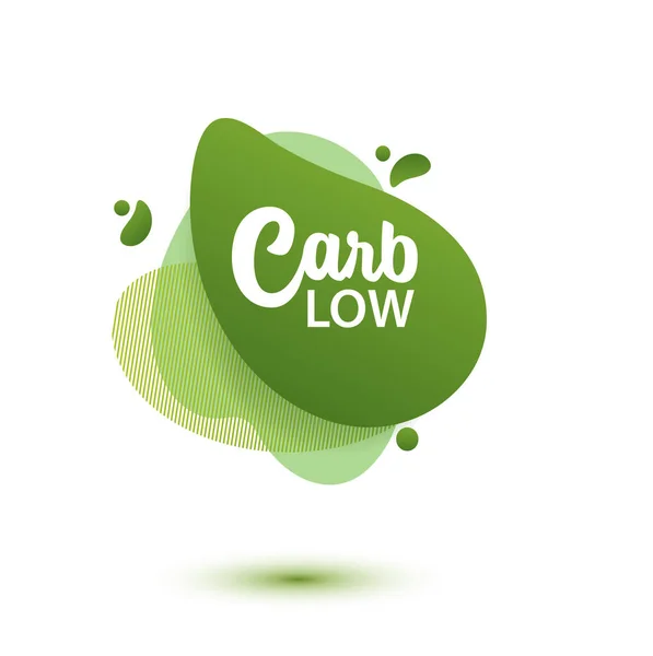 Carb låg bricka. Grön amöba design av klistermärke för diet meny, affisch, flygblad, livsmedelsförpackningar. — Stock vektor