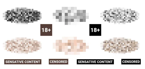 Barra de pixels censurada. Conjunto de fundo de censura cinza azulado. Ilustração vetorial para foto, aplicativo ou tv. — Vetor de Stock