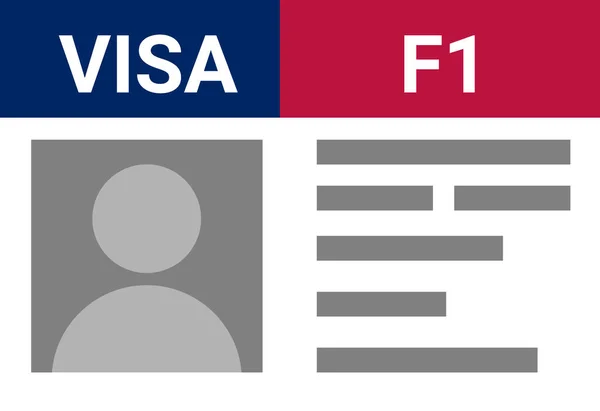 Estudiante estadounidense viza F1. Visa en los Estados Unidos estudio para estudiantes extranjeros. — Vector de stock