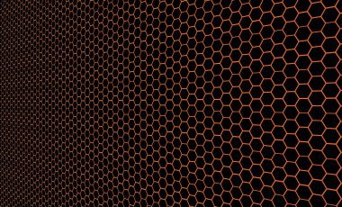 Siyah bal peteği fayansları. Altıgen geometri kalıbı. Modern kapak, reklam afişi ve web için bal peteğinin en az siyah arkaplanı