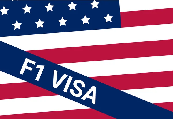 Estudiante estadounidense viza F1. Visa en los Estados Unidos estudio para estudiantes extranjeros. — Vector de stock