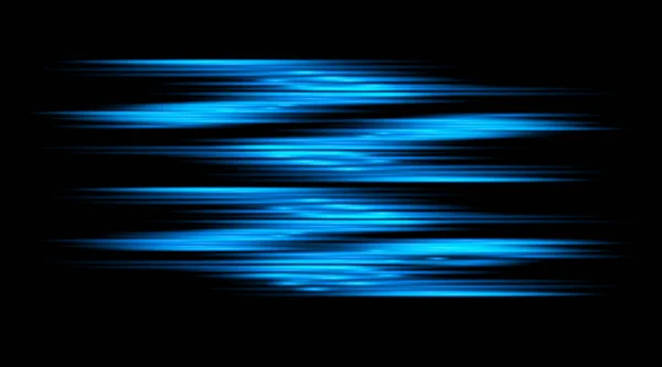 Эффект скорости света. Горизонтальные блики и лазерные лучи, горизонтальные лучи света Скорость движения. Векторно-голубая сияющая иллюстрация — стоковый вектор