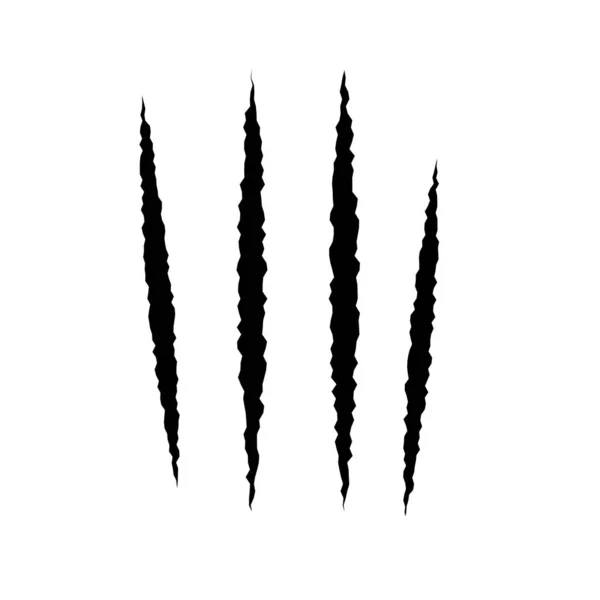 Kattrepor. Svarta klor, djurrepor, tornpapper. Kattklor spårar. Vektor illustration på svart bakgrund. — Stock vektor