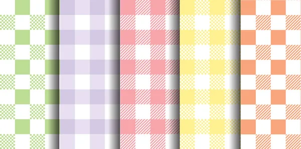 Vichy Seamless Set Pastel Gingham Pattern Background Easter Wallpaper Blanket — Διανυσματικό Αρχείο
