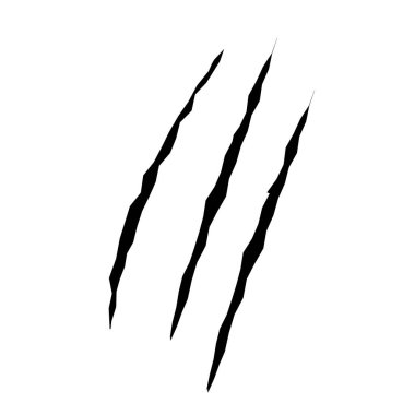 Kedi tırmalaması. Kara Pençe hayvan tırmığı, yırtık kağıt. Kedi pençesi izi. Siyah arkaplanda vektör illüstrasyonu