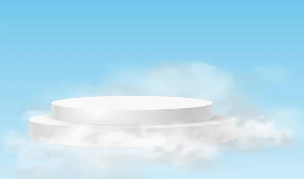 Cielo Del Podio Fondo Minimalista Con Podios Blancos Las Nubes — Archivo Imágenes Vectoriales