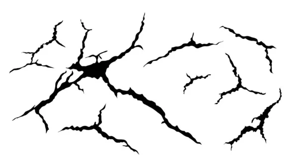 Подземные Трещины Установлены Землетрясение Трещины Эффект Дыры Кракелюр Поврежденная Текстура — стоковый вектор