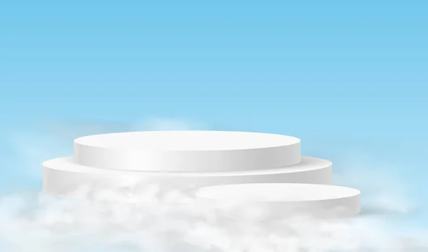 Cielo Del Podio Fondo Minimalista Con Podios Blancos Las Nubes — Archivo Imágenes Vectoriales