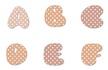 Polka nokta alfabesi. Pastel boho puantiyeli yazı tipi. Albümler, albümler, el sanatları ve okul projeleri için el çizimi mektup tasarımı