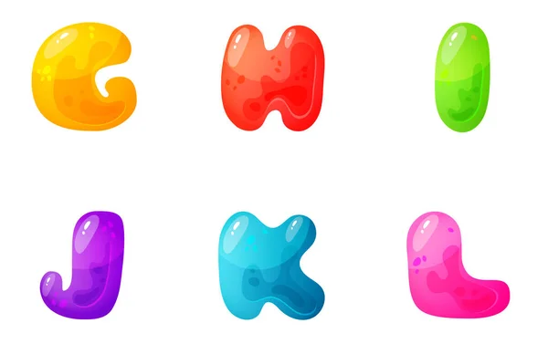 Alfabetos Colores Gelatina Alfabeto Cómico Para Niños Gelatina Brillante Font — Vector de stock