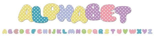 Alfabeto Lunares Pastel Polka Dots Fuente Diseño Cartas Dibujadas Mano — Vector de stock
