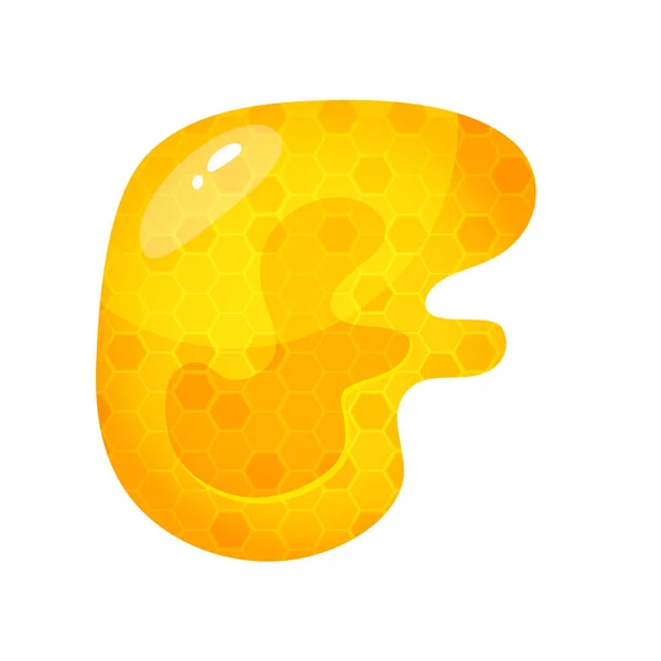 甜甜的字体 液体蜂蜜卡通字母表 黄色蜂窝矢量字母表 — 图库矢量图片