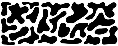 Düzensiz kütle, soyut organik şekiller. Soyut düzensiz rastgele damlalar. Basit bir sıvı biçimsiz leke. Sunumlar, afişler, posterler ve el ilanları için son moda minimal tasarımlar