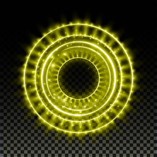Gold Hologram Portal Magic Fantasy Portal Magic Circle Halo Effect — Διανυσματικό Αρχείο