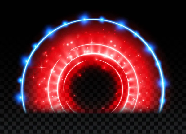 Red Magic Arc Abstract Magic Light Effect Luminous Neon Arch — Stok Vektör